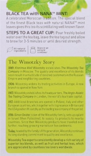 Wissotzky Tea Black Tea with Nana™ Mint Tea Bags Perspective: left