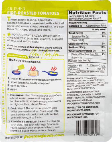 Frontera Gourmet Mexican Crushed Fire-Roasted Tomatoes with Roasted Garlic + Onion Perspective: left