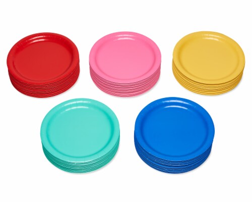 Coloured paper shop plates and cups