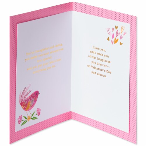 Papyrus Valentine’s Day Card for Mom (Birds with Glitter) Perspective: left