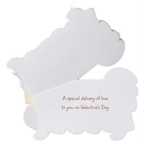 Papyrus Valentine's Day Greeting Card (White Fur Dog with Letter) Perspective: left