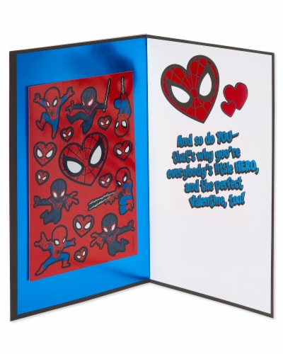 American Greetings Valentine's Day Card for Kids with Stickers (Spider-Man) Perspective: left