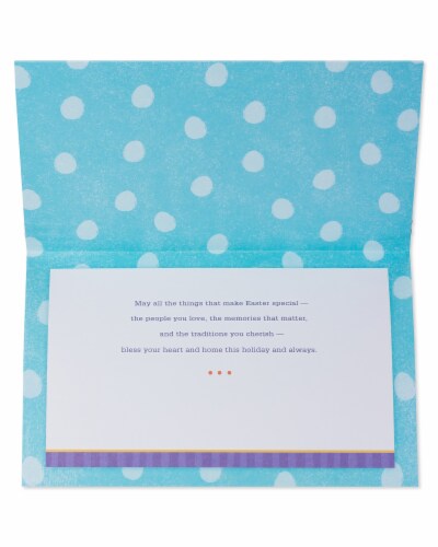 American Greetings Polka Dot Easter Greeting Card with Ribbon Perspective: left