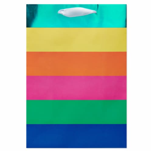 American Greetings Medium Gift Bag - Horizontal Multicolored Stripes (#5) Perspective: left