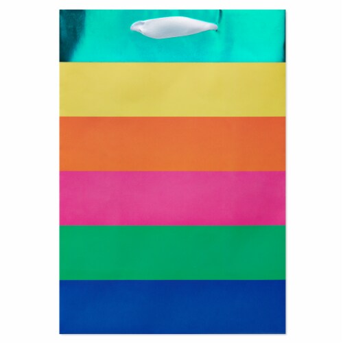 American Greetings Medium Gift Bag - Horizontal Multicolored Stripes (#5) Perspective: left