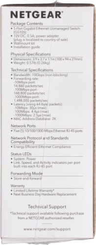 NETGEAR ProSafe GS105 Ethernet Switch Perspective: left