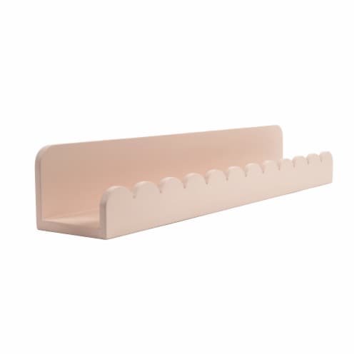 New View Long Pink Scallop Edge Shelf Perspective: left