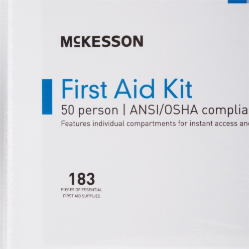 McKesson 50 Person Wall Mount First Aid Kit Plastic Case Perspective: left