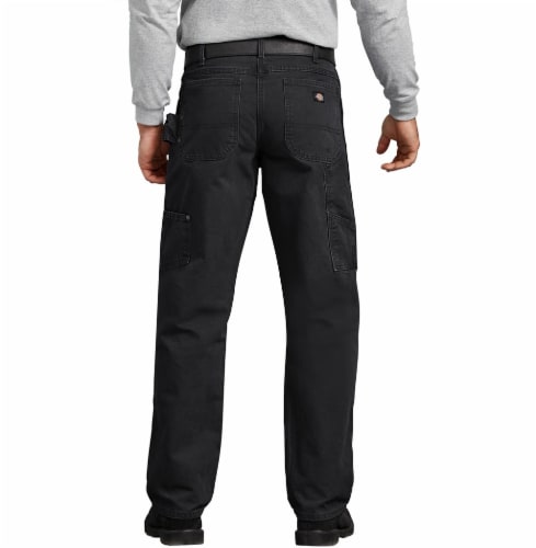 Dickies Men’s Relaxed Fit Sanded Duck Carpenter Jeans - Rinsed Black Perspective: left