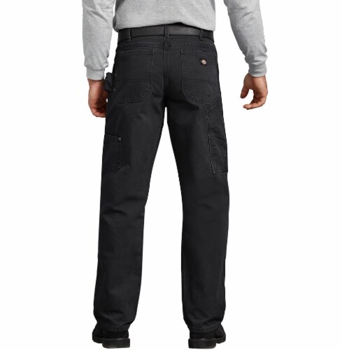 Dickies Men’s Relaxed Fit Sanded Duck Carpenter Jeans - Rinsed Black Perspective: left