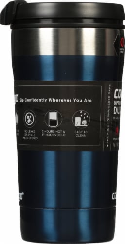 Contigo® Uptown Stainless Steel Dual-Sip Tumbler - Blue Perspective: left