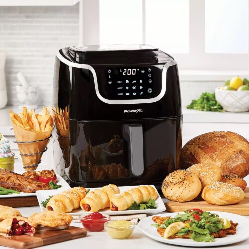 PowerXL 7-qt 10-in-1 1700W Air Fryer Steamer with Muffin Pan Black Perspective: left
