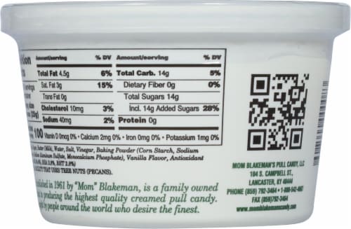 Mom Blakeman's Original Creamed Pull Candy Perspective: left