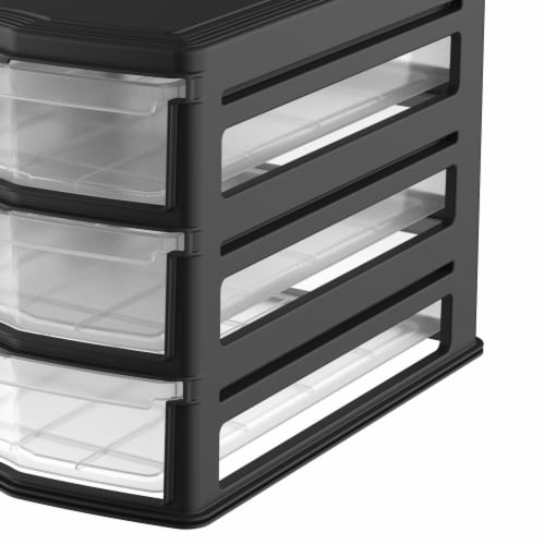 Life Story - Classic 3 Shelf Storage Container Organizer Plastic Drawers - Gray