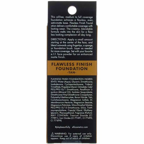 e.l.f. Flawless Satin Foundation Tan Perspective: left