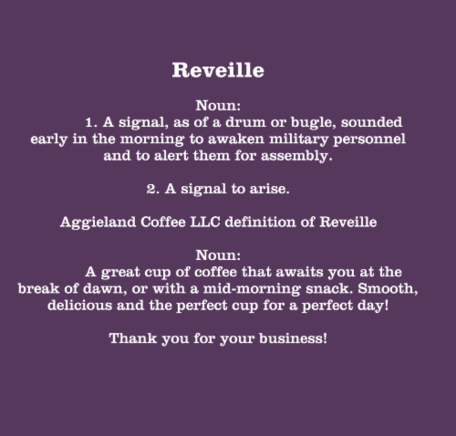 Aggieland Coffee Revelie Blend Medium Roast Coffee Perspective: left