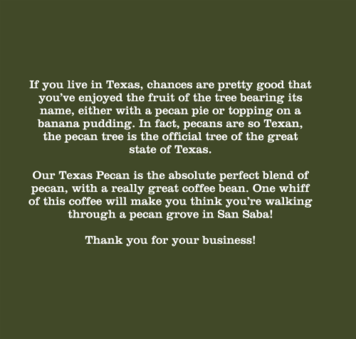 Aggieland Coffee Texas Pecan Medium Roast Coffee Perspective: left