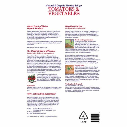 Coast of Maine 20 Qt. Tomato & Vegetable Planting Soil 1CBTVS20QT Perspective: left