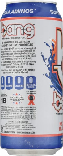 Bang® Nectarine Blueberry Energy Drink Can Perspective: left