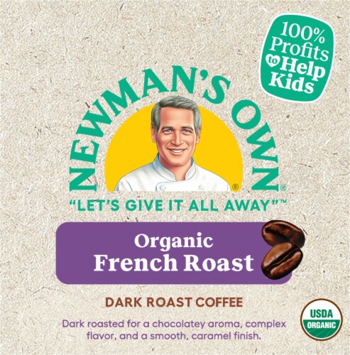 Newman's Own French Roast Dark Roast Organic K-Cup Coffee Pods Perspective: left