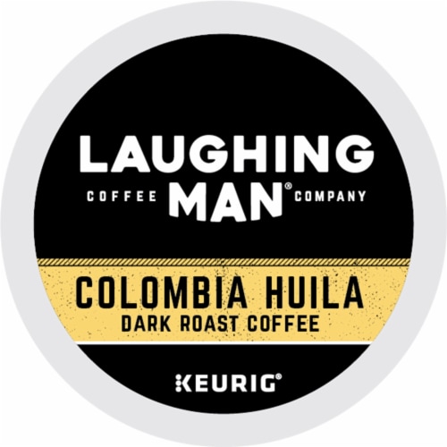 Laughing Man Colombia Huila Dark Roast Coffee K-Cup Pods Perspective: left