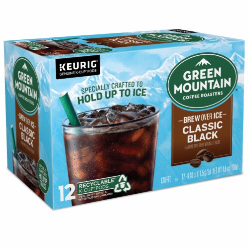 Green Mountain Coffee Roasters® Brew Over Ice Classic Black Medium Roast K-Cup Iced Coffee Pods Perspective: left
