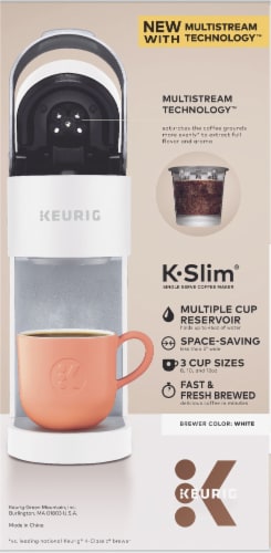 Keurig® K-Slim® Single Serve White Coffee Maker Perspective: left