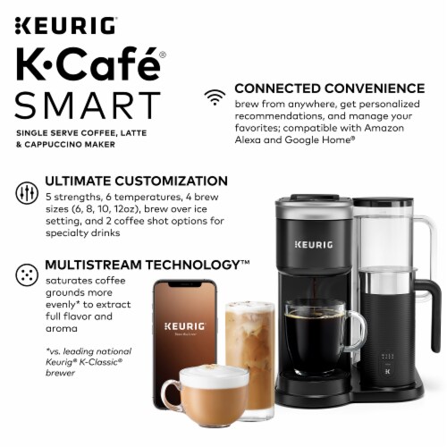 Keurig - K-Cafe Smart Single Serve Coffee Maker - Black