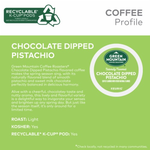 Green Mountain Coffee Roasters® Keurig® Chocolate Dipped Pistachio K-Cup® Coffee Pods Perspective: left