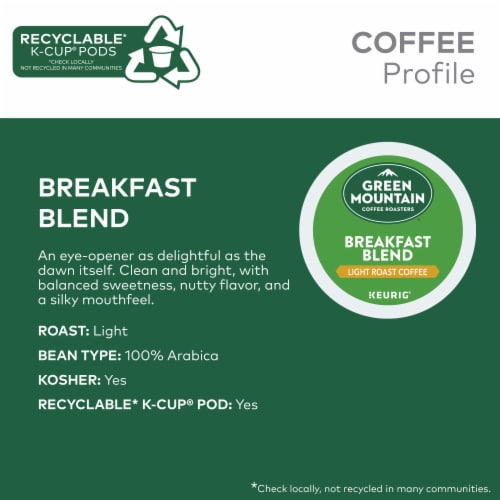 Green Mountain Coffee Roasters® Breakfast Blend Light Roast K-Cup® Coffee Pods Perspective: left