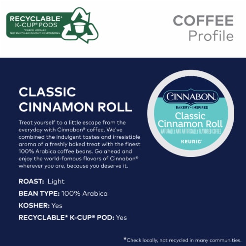 Cinnabon® Classic Cinnamon Roll Light Roast K-Cup® Coffee Pods Perspective: left