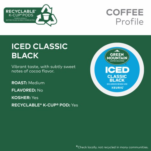 Green Mountain Coffee Roasters Iced Classic Black Medium Roast K-Cup Coffee Pods Perspective: left