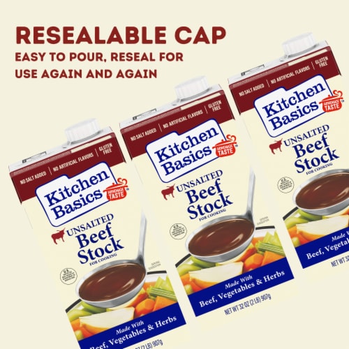 Kitchen Basics Unsalted Beef Stock Perspective: left