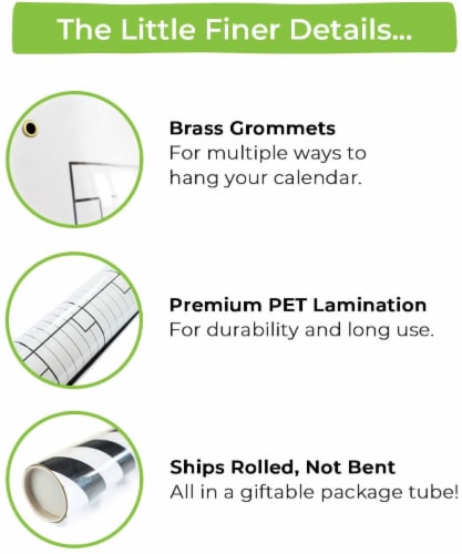 WallDeca Monthly Dry Erase Wall Calendar Planner Whiteboard: Wipe Off Erasable Calendar Perspective: left