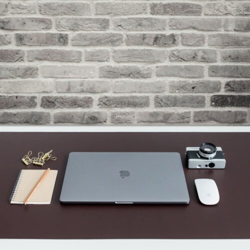ZBRANDS // Brown Artificial Leather Desk Mat Pad Blotter Protector (36  x 20 ) Perspective: left