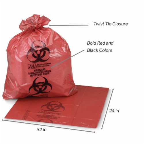 McKesson Infectious Waste Bag 10 to 15 gal. Case of 250 Perspective: left
