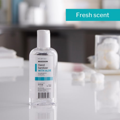 McKesson Ethyl Alcohol Fresh Scent Hand Sanitizer with Aloe 4 oz. Bottle 24 Ct Perspective: left