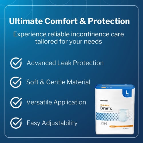 McKesson Classic Adult Incontinence Brief XL Light Absorbency Contoured, BRBRXL, Light, 60 Ct Perspective: left