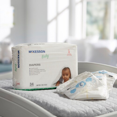 McKesson Baby Baby Diaper Size 2, 12 to 18 lbs. BD-SZ2, 34 Ct Perspective: left