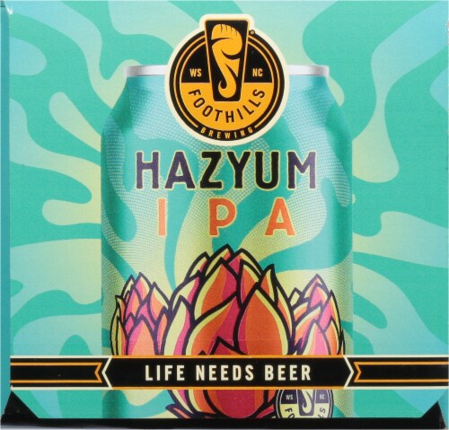 Foothills Brewing Hazyum IPA Hazy India Pale Ale Perspective: left