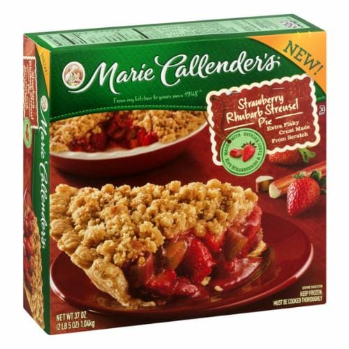 Marie Callender's Strawberry Rhubarb Streusel Pie Perspective: left