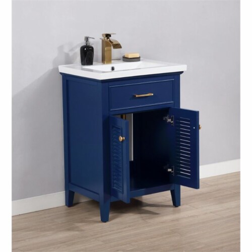 Design Element Group Cameron 24  Single Sink Vanity in Blue Perspective: left