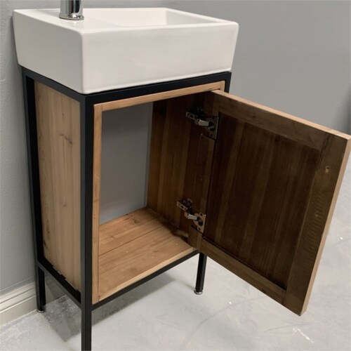 Design Element Bristol 18.5  Single Sink Vanity in Walnut Perspective: left