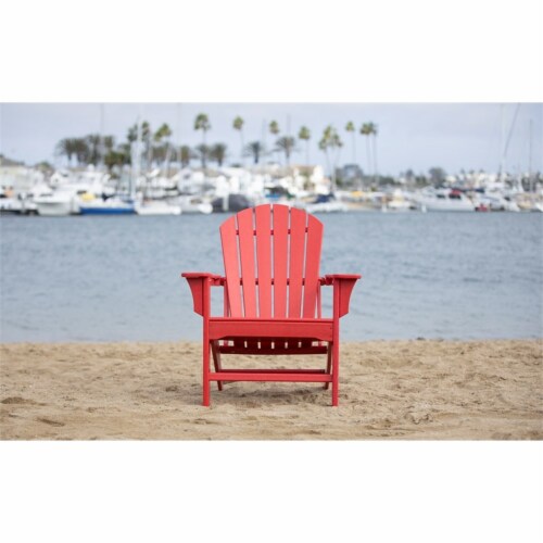 Hampton Red Poly Outdoor Patio Adirondack Chair Perspective: left