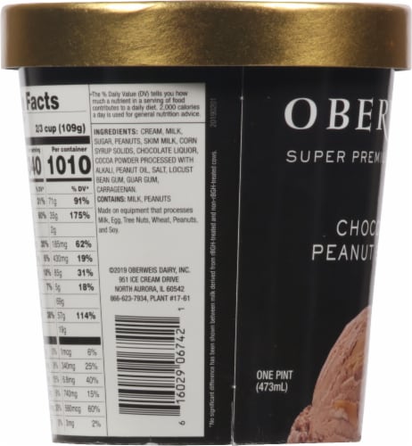 Oberweis® Chocolate Peanut Butter Ice Cream Pint Perspective: left
