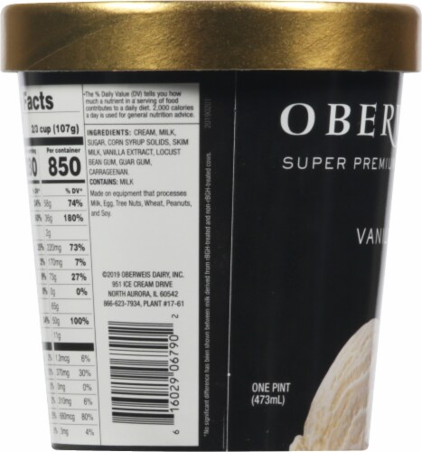 Oberweis® Vanilla Ice Cream Pint Perspective: left