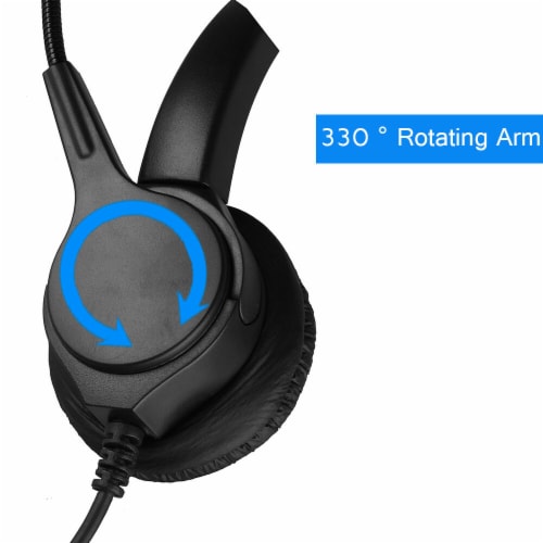 3.5mm Gaming Headset Mic LED Headphones Stereo Bass Surround For PC Xbox  One PS4 (black-blue), 1 - Kroger