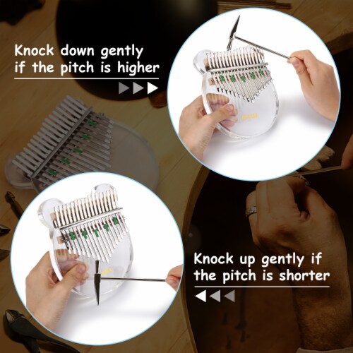 Kalimba, FIXM 17 Keys Thumb Piano Transparent Acrylic Material with Carry Bag, Tuning Hammer Perspective: left
