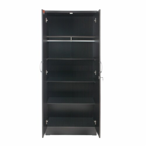 Better Home Products Harmony Wood Two Door Armoire Wardrobe Cabinet in Tobacco Perspective: left