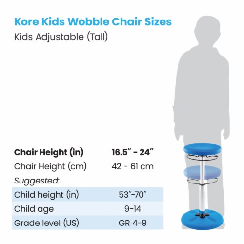 Kore Adjustable Wobble Chair 16.5"--21.5" - Primary Blue Perspective: left